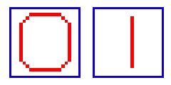 Fig. 2.1 - Patterns 0 and 1 used for learning