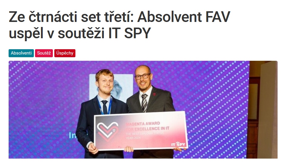 Ing. Ondřej Havlíček - třetí místo v soutěži IT SPY 2024